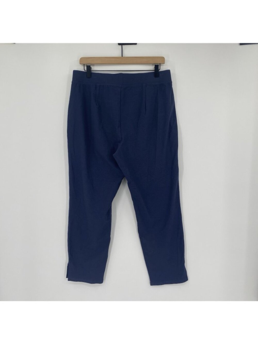 Eileen Fisher Size M Navy Blue Ankle Pants Stretch Slit Hem Pull On - Picture 12 of 12